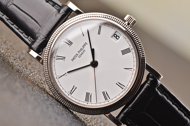 已售出【97新】百达翡丽卡拉卓华白金大三针日历皮带男表3802/200G-001