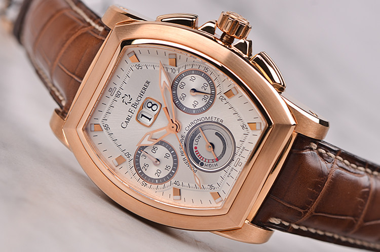 已售出【未使用品】宝齐莱玫瑰金大日历动显计时男表00.10615.03.13.01