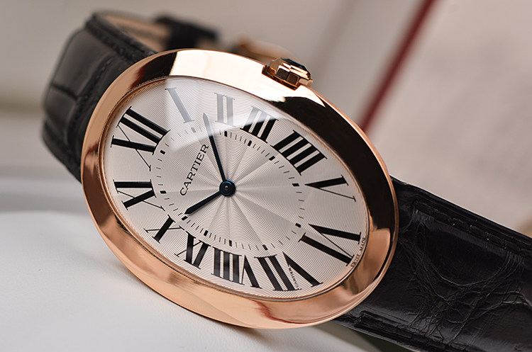 已售出【98新】卡地亚浴缸大号玫瑰金两针手上链皮带女表W8000002有盒