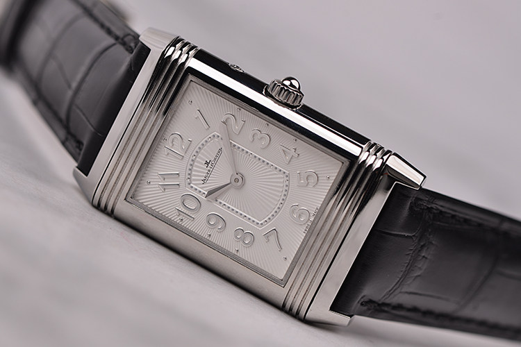 已售出【98新】积家翻转面双表盘精钢镶钻珍珠贝母面手上链女表Q3308421