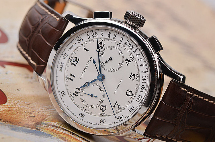 已售出【97新】浪琴经典复刻系列将官底计时自动机械男表L2.730.4.11.0