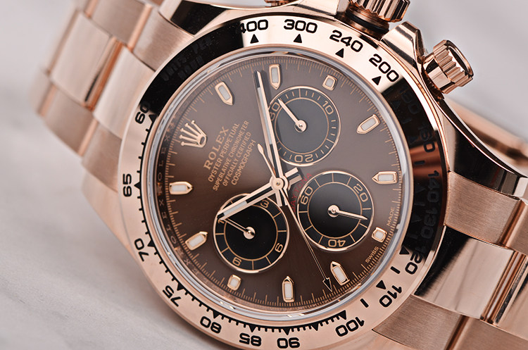 已售出【99新】劳力士迪通拿整体玫瑰金巧克力面计时男表116505有卡