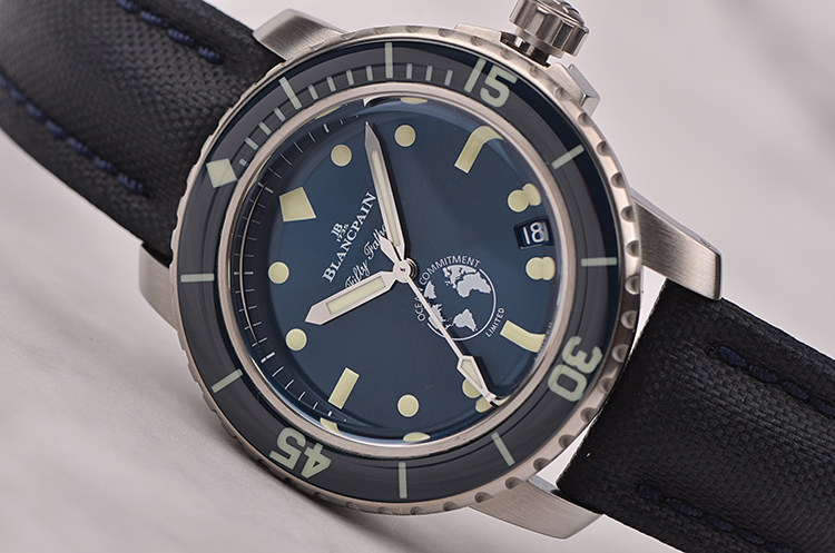 已售出【99新】宝珀五十噚限量版蓝面陶瓷圈自动男表5008-11B40-NAOA