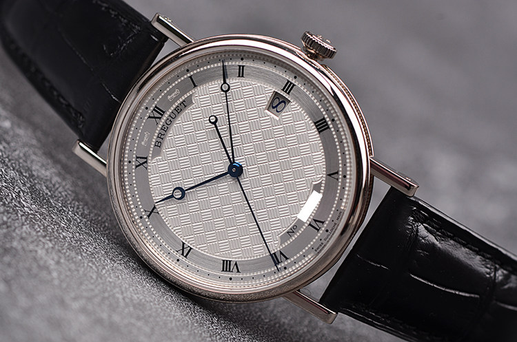 已售出【98新】宝玑白金大三针日历自动机械男表5177BB/12/9V6盒证齐