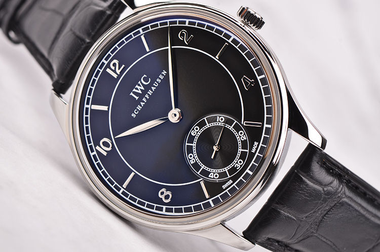 【已售出】【97新】万国葡萄牙复刻系列黑盘小三针手上链皮带男表IW544501