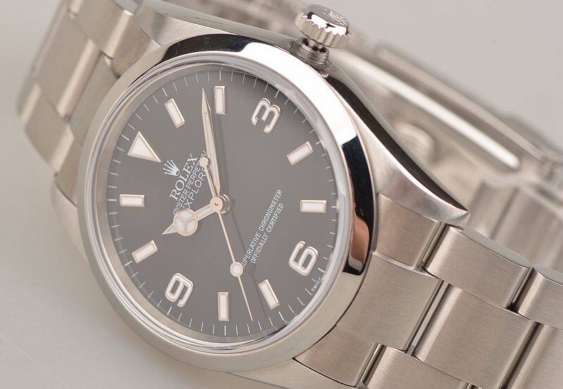 已售出【97新】劳力士探险家黑盘大三针钢带自动机械男表114270全套附件