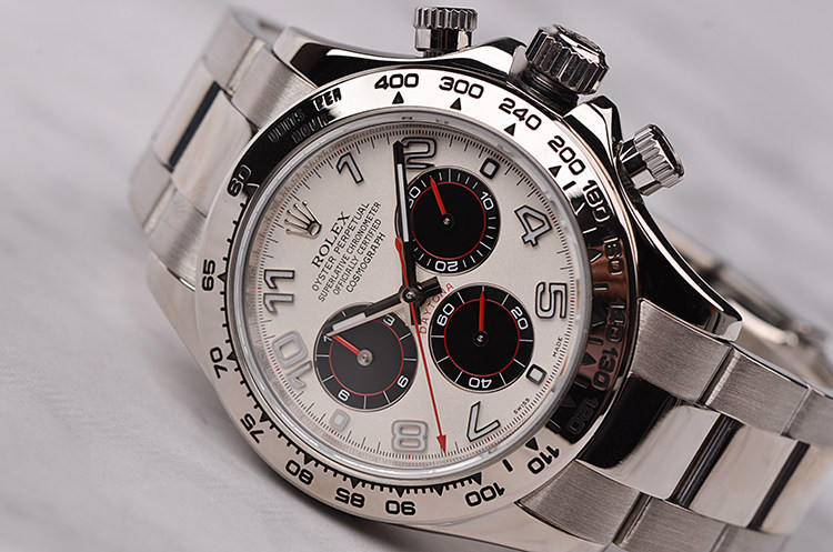 已售出【98新】劳力士迪通拿全白金熊猫面计时自动机械男表116509