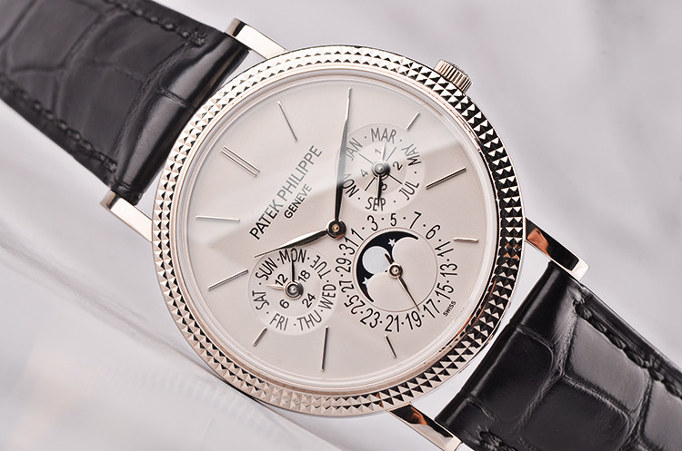 【97新】百达翡丽超级复杂功能计时白金万年历月相男表5139G-001