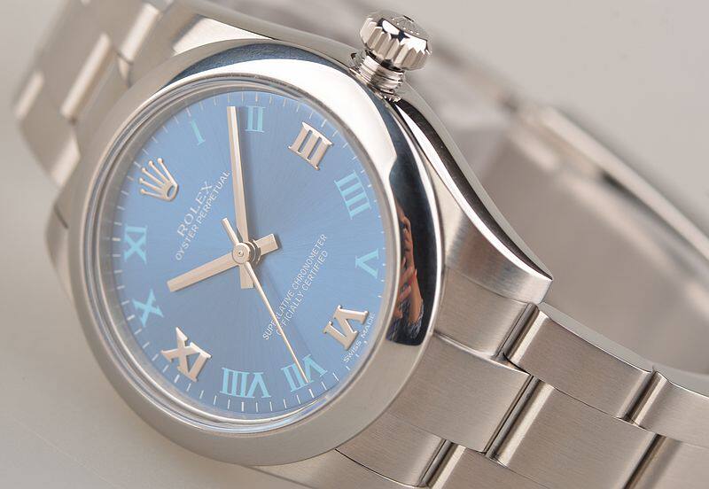 已售出【97新】劳力士蚝式恒动蓝盘罗马字刻度自动机械女表177200盒证齐