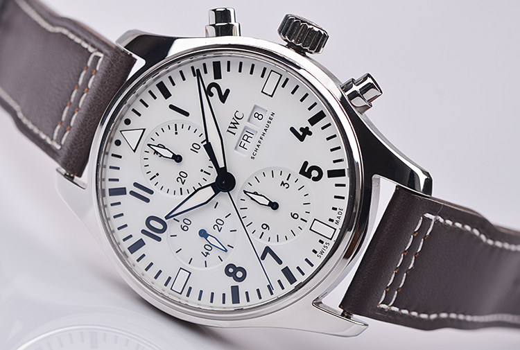 已售出【98新】万国150周年限量飞行员计时双历自动皮带男表IW377725