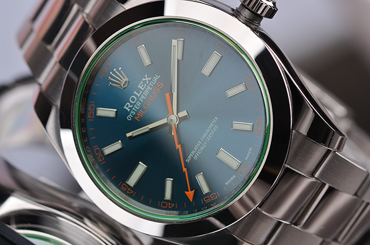 已售出【98新】劳力士MILGAUSS蓝盘绿玻璃闪电针自动男表116400GV盒证齐