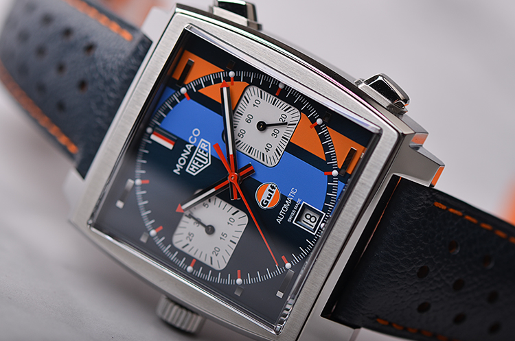 已售出【国行全新】豪雅摩纳哥方形计时自动机械皮带男表CAW211R.FC6401