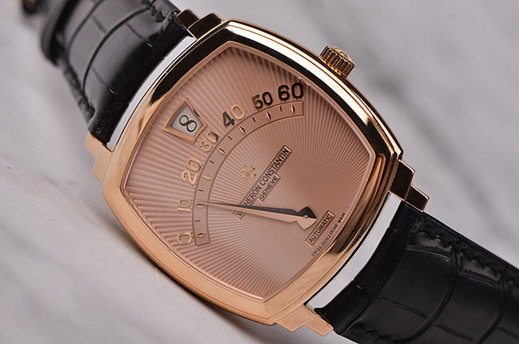 已售出【97新】江诗丹顿限量版玫瑰金跳时自动皮带男表43041/000R-8675