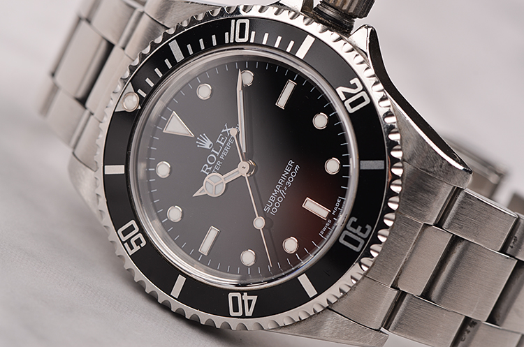 已售出【中古美品】劳力士潜航者型无历黑水鬼大三针钢带男表14060