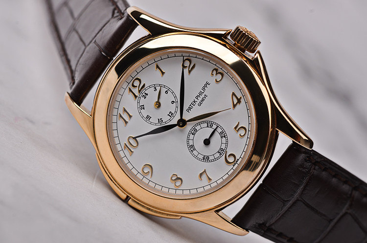 已售出【97新】百达翡丽旅行家两地时间手上链折叠扣皮带男表5134J-011