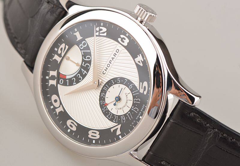 已售出【97新】萧邦LUC白金8日链动显日历手上链皮带男表161903-1001