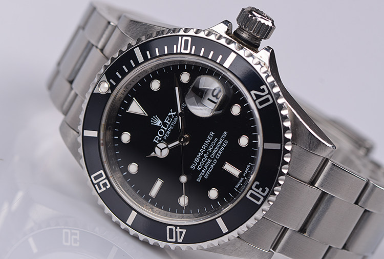 已售出【97新】劳力士潜航者型黑水鬼大三针日历钢带自动男表16610有证