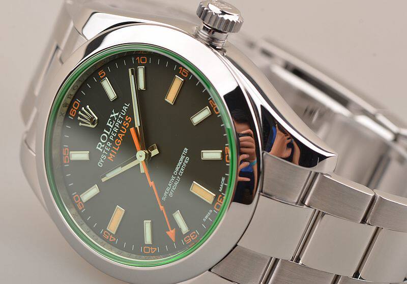 已售出【97新】劳力士绿玻璃闪电针自动机械男表116400GV乱码全套盒证齐