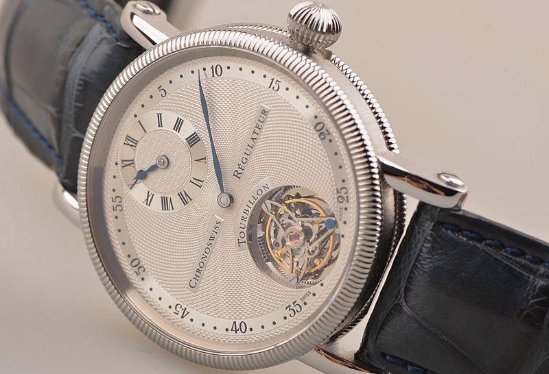 已售出【97新】瑞宝规范指针三天链陀飞轮手上链皮带男表全套附件