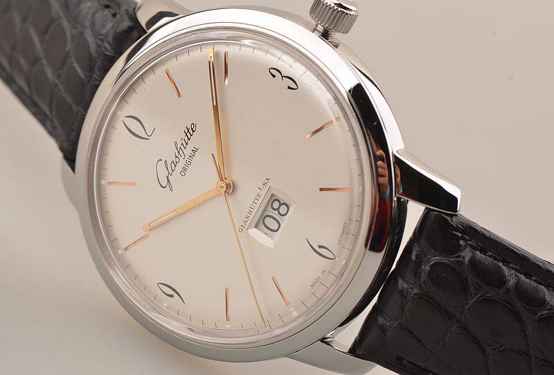 已售出【97新】格拉苏蒂60年代参议员白盘大日历皮带男表39-47-01-02-04