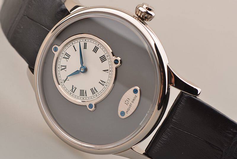 已售出【97新】雅克德罗限量版白金灰色蛋白石盘自动男表J005034201