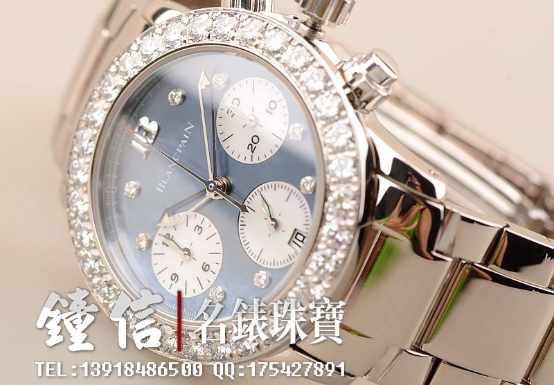 已售出【97新】宝珀奢华全白金镶钻贝母盘计时自动机械女表