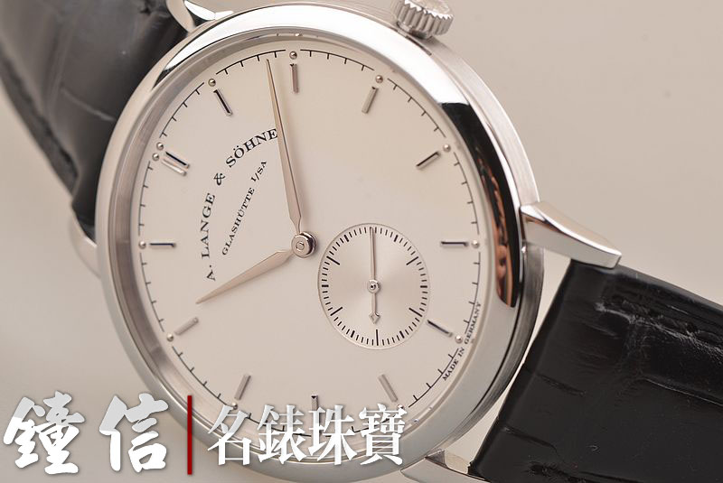 已售出【97新】朗格萨克森白金小三针37MM手上链皮带男表216.026全套