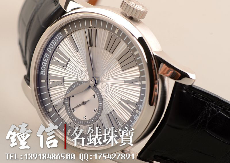 已售出【99新】罗杰杜彼白金小三针银灰盘自动机械皮带男表RDDBHO0564