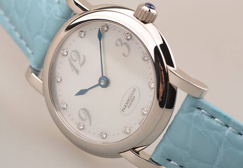 已售出【97新】帕玛强尼白金贝母盘钻刻自动机械皮带女表