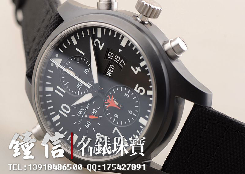 已售出【97新】IWC万国陶瓷TOP GUN双追针计时双历自动男表IW379901