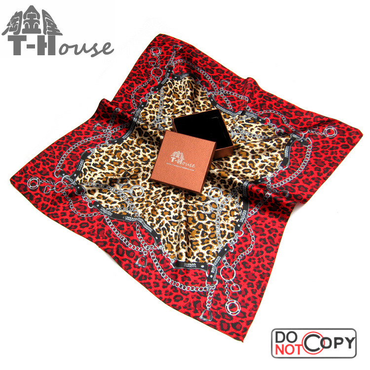 豹纹红色男士小方巾