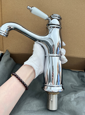 出口英国全铜水龙头洗手盆洗脸盆单把陶瓷手柄复古冷热龙头NP水嘴