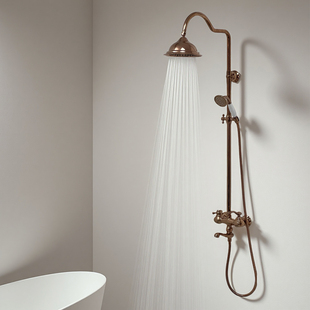 维多利亚卫浴法式复古淋浴花洒套装家用卫生间浴室浴缸龙头玫瑰金