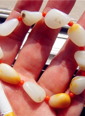 25.5克新疆和田玉籽料一级白原石籽料手串手链