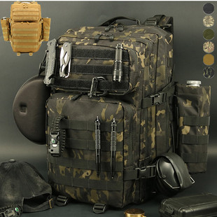 户外3P攻击战术背包多功能大容量迷彩野外50L防水运动登山双肩包