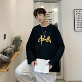 C2709P30男长袖t恤春季打底衫长袖纯棉春季港风印花宽松潮流上衣，男装T恤，星座510A-1