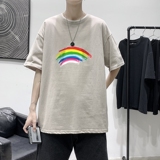 T1684P25港风100%棉2022新款短袖T恤男印花青春休闲，男装T恤，星座510A-1