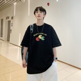 T3586已爆港风夏季新款宽松t恤男短袖印花五分袖潮牌大码，男装T恤，星座510A-1