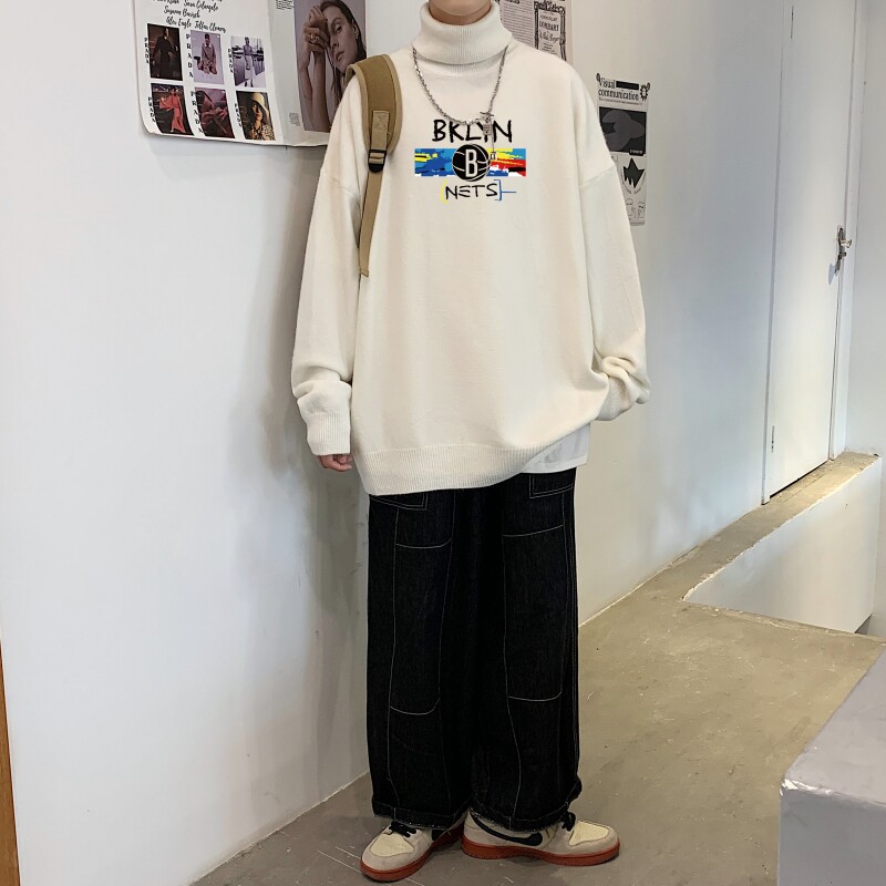 MG2701P65高领毛衣男休闲百搭潮牌2022年新款bf慵懒风简约针织衫,男装针织衫/毛衣,星座510A-1