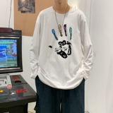 C2627P30男长袖t恤春季打底衫长袖纯棉春季港风印花宽松潮流上衣，男装T恤，星座510A-1