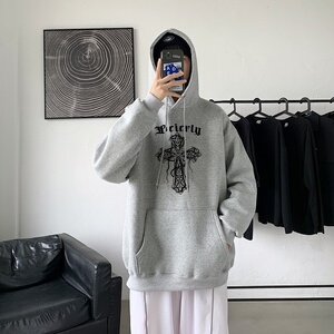 LD5674P38十字架卫衣男春秋季潮ins宽松痞帅高街重磅潮牌美式复古图片