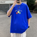 T3409P25落肩款宽松T恤克莱因蓝T圆领印花T恤正常配送中男港风T恤，男装T恤，星座510A-1