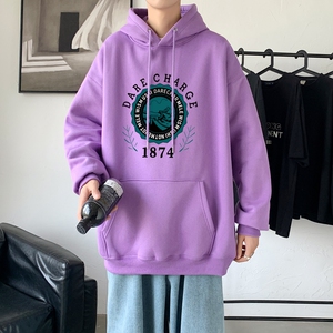 L2479P48韩版ins男士学生宽松运动连帽卫衣春季加绒情侣外套图片