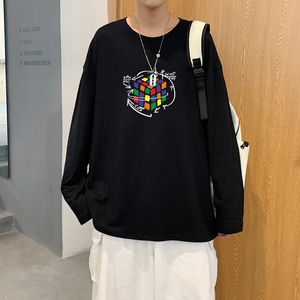 C2616P30长袖t恤男士纯棉潮牌宽松春春季港风ins潮流内搭打底衫图片
