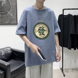 T1703P25港风100%棉2022新款短袖T恤男印花青春休闲，男装T恤，星座510A-1