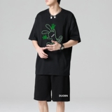 TZ3510男夏季薄款潮牌短裤休闲运动套装轻奢时尚感男士短袖t恤，男装休闲套装，星座510A-1