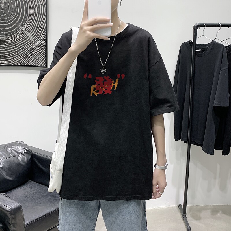 T1707P25港风100%棉2022新款短袖T恤男印花青春休闲,男装T恤,星座510A-1
