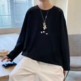 C2882P30长袖t恤男ins潮牌男生体恤宽松打底衫内搭上衣服秋衣纯棉，男装T恤，星座510A-1