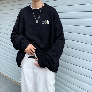 MD2813P55印花毛衣男秋季潮牌ins宽松慵懒高领针织衫潮流圆领线衣图片
