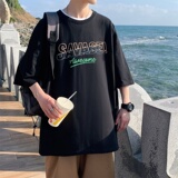 T3353P25男港风T恤克莱因蓝T仓库一件起正常配送中落肩款宽松T恤，男装T恤，星座510A-1